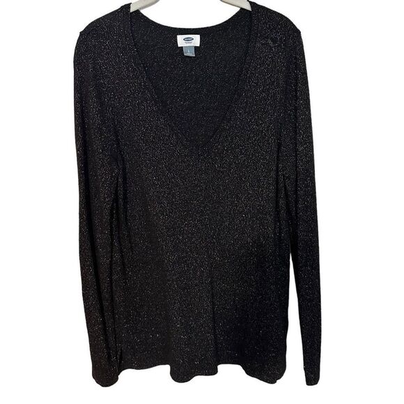 Old Navy Women's Gold Metallic Long Sleeve Sweater‎ Size Large V-Neck - Picture 1 of 11